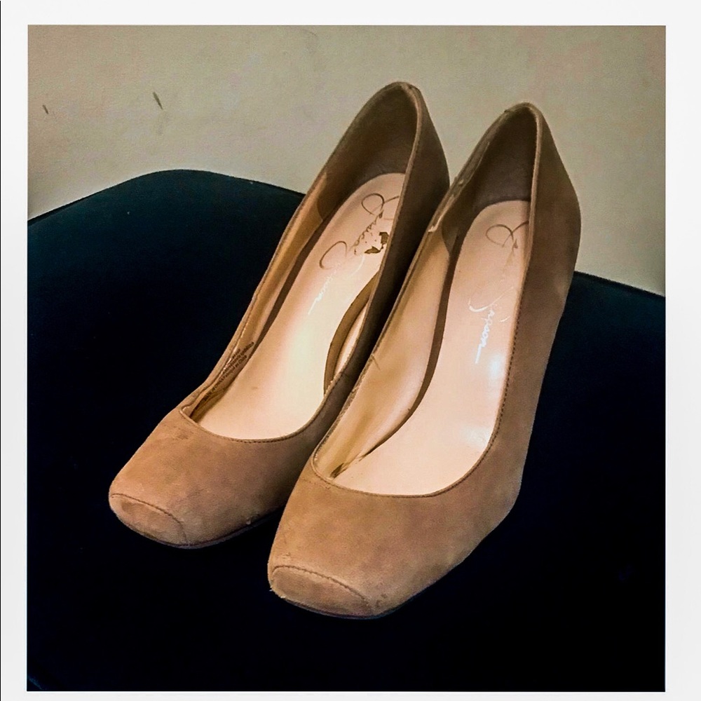 Nude colored suede wedges *worn twice*